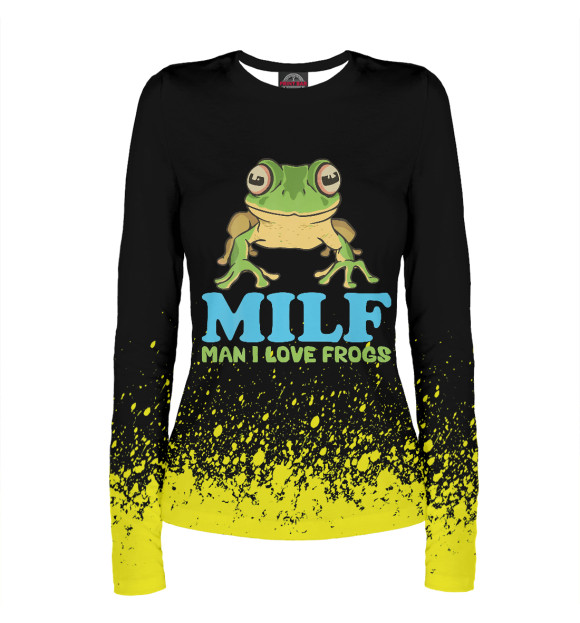 Женский лонгслив с изображением MILF Man I Love Frogs цвета Белый