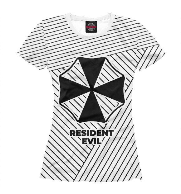 Женская футболка с изображением Resident Evil ЧБ цвета Белый