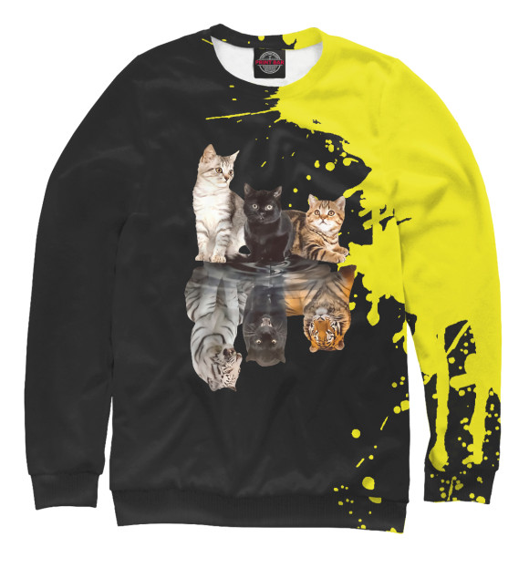 Свитшот для мальчиков с изображением Cats Reflection Mirror Chee цвета Белый