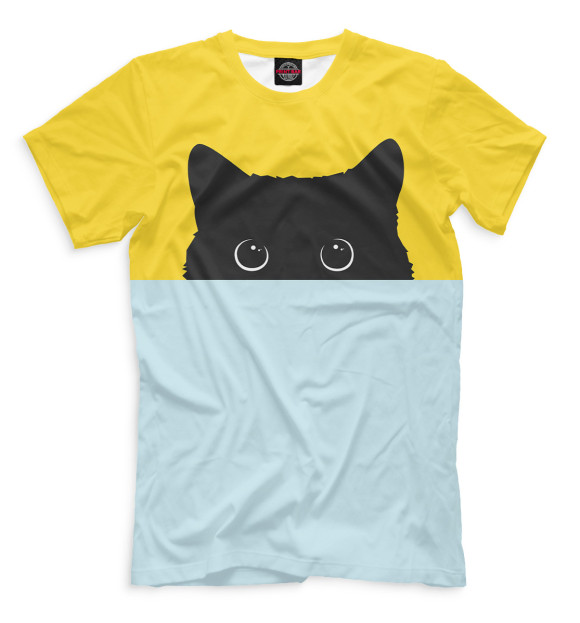 Мужская футболка с изображением Пол котика цвета Молочно-белый