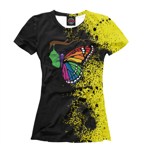Женская футболка с изображением Rainbow Butterfly Emerging цвета Белый