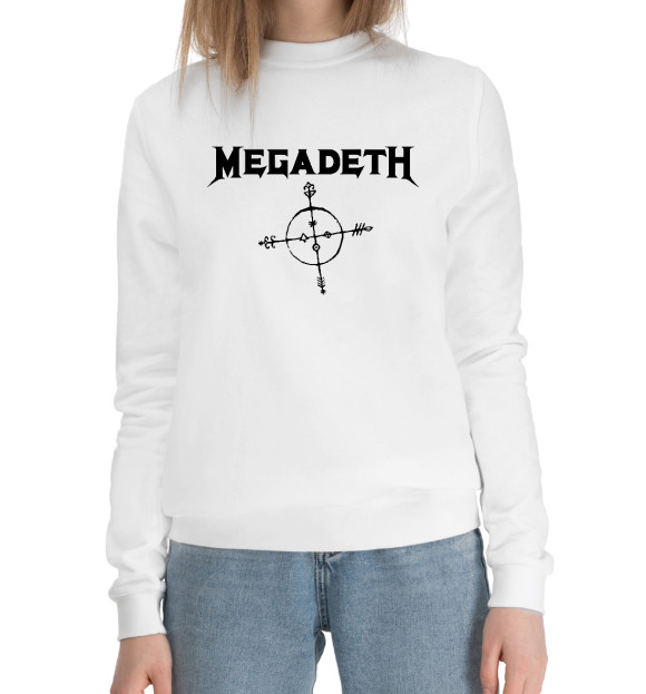 Женский хлопковый свитшот с изображением Megadeth цвета Белый