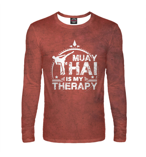 Мужской лонгслив с изображением Muay Thai Therapy цвета Белый
