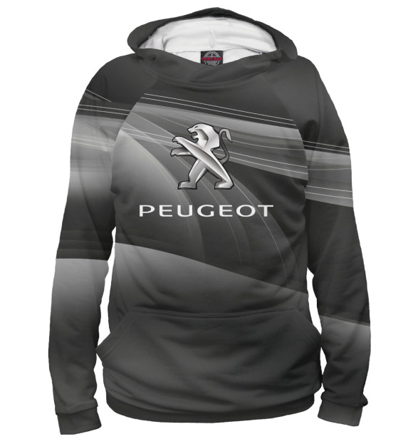 Мужское худи с изображением Peugeot цвета Белый