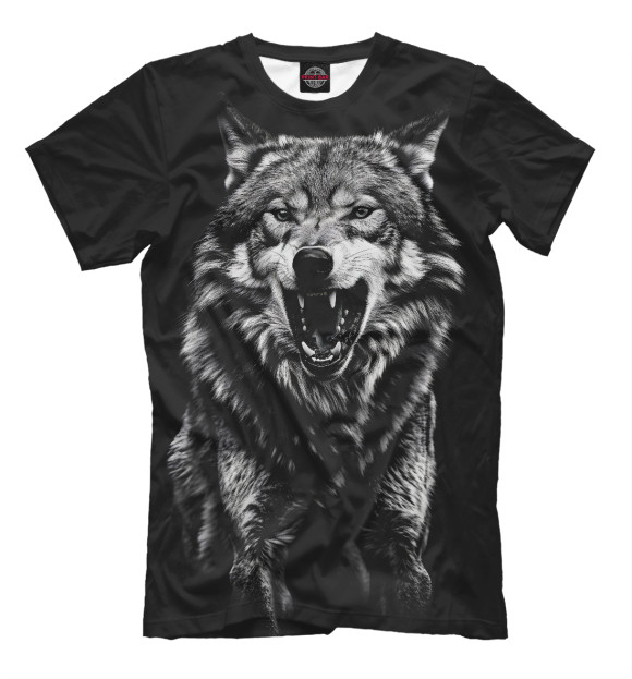 Мужская футболка с изображением Злой волчара цвета Белый