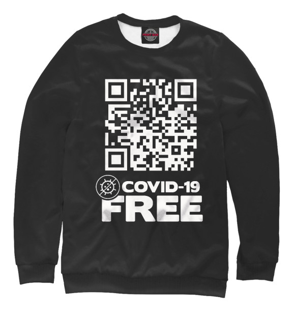 Свитшот для девочек с изображением COVID-19 FREE ZONE цвета Белый