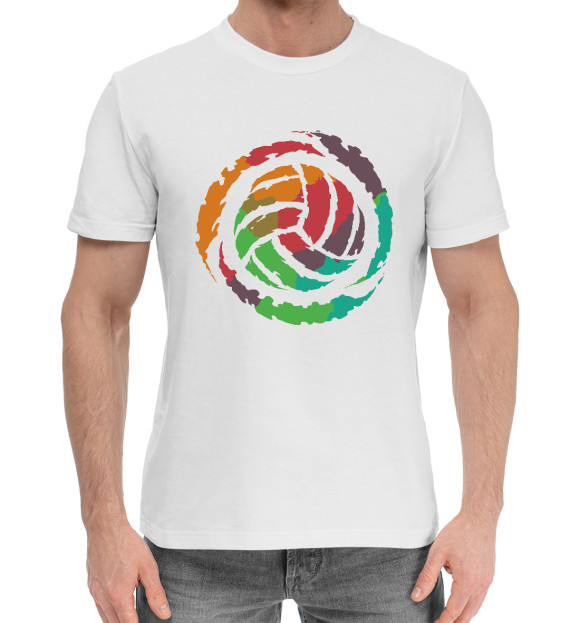 Мужская хлопковая футболка с изображением Color Ball цвета Белый