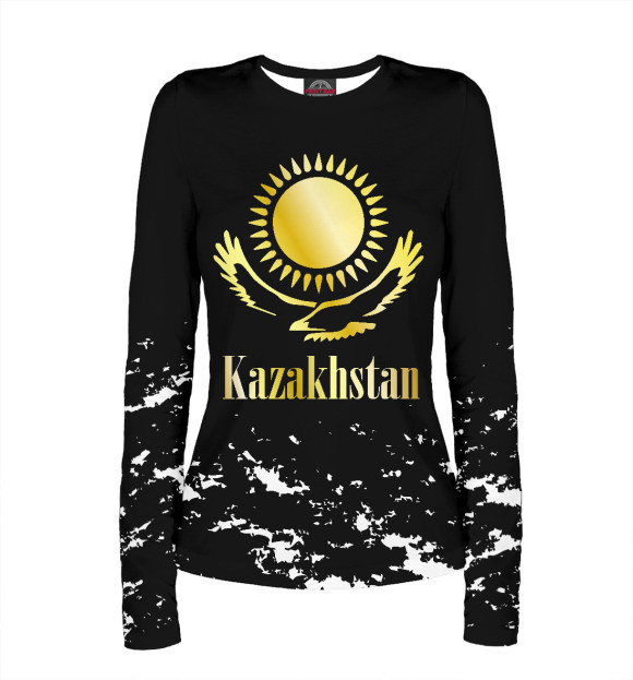 Женский лонгслив с изображением Kazakhstan цвета Белый