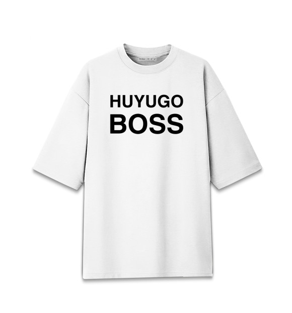 Мужская футболка оверсайз с изображением Hugo Boss цвета Белый
