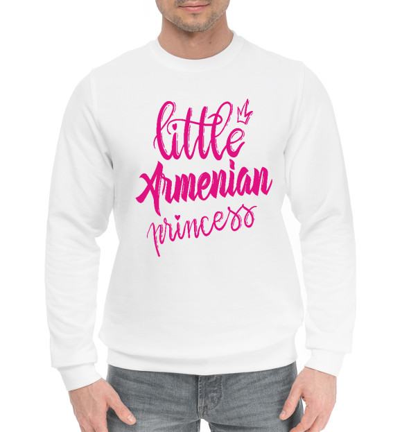 Мужской хлопковый свитшот с изображением Армянская принцесса цвета Белый