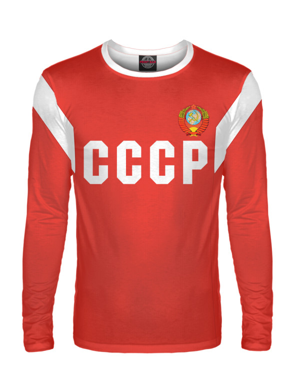 Мужской лонгслив с изображением СССР цвета Белый