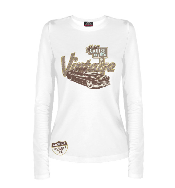 Женский лонгслив с изображением Vintage moto sport цвета Белый
