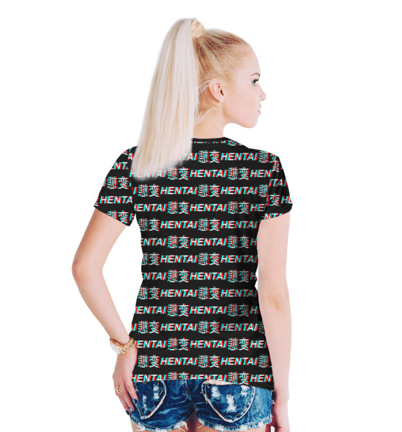 Женская футболка с изображением Hentai glitch цвета Белый