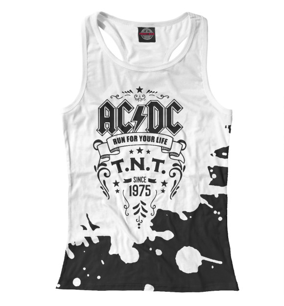 Женская майка-борцовка с изображением AC/DC цвета Белый
