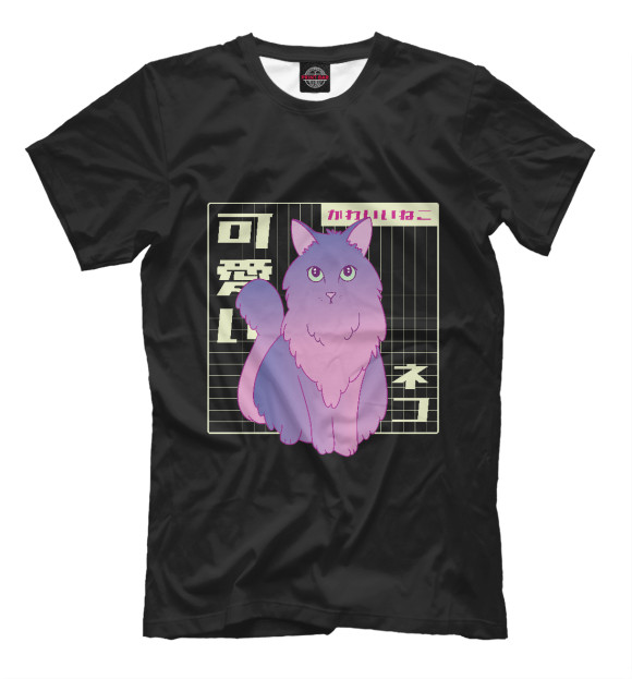 Футболка для мальчиков с изображением Vaporwave Cat цвета Белый