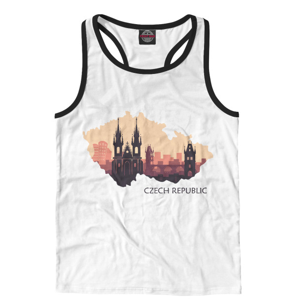 Мужская майка-борцовка с притом Чехия цвета Белый Мужская майка-борцовка с изображением Чехия цвета Белый