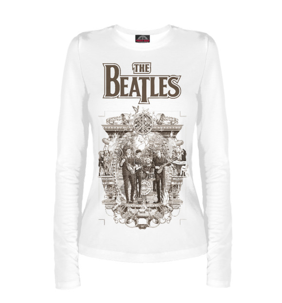 Женский лонгслив с притом The Beatles цвета Белый Женский лонгслив с изображением The Beatles цвета Белый