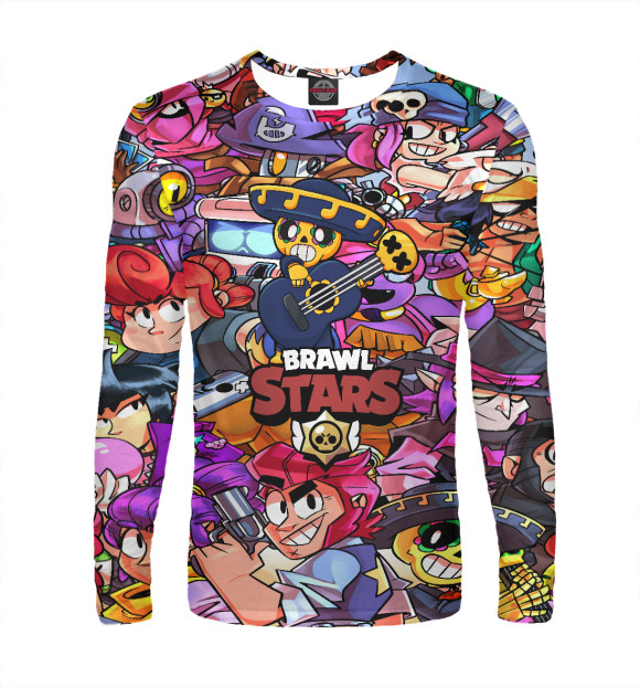 Мужской лонгслив с изображением Brawl Stars POKO цвета Белый