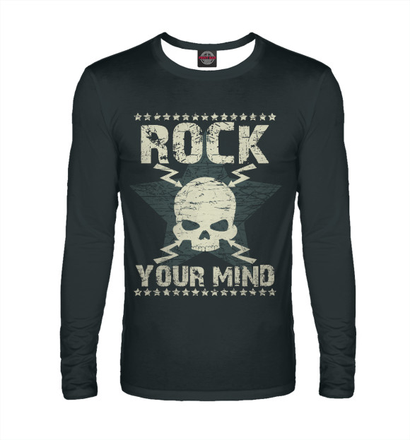 Мужской лонгслив с изображением Rock цвета Белый