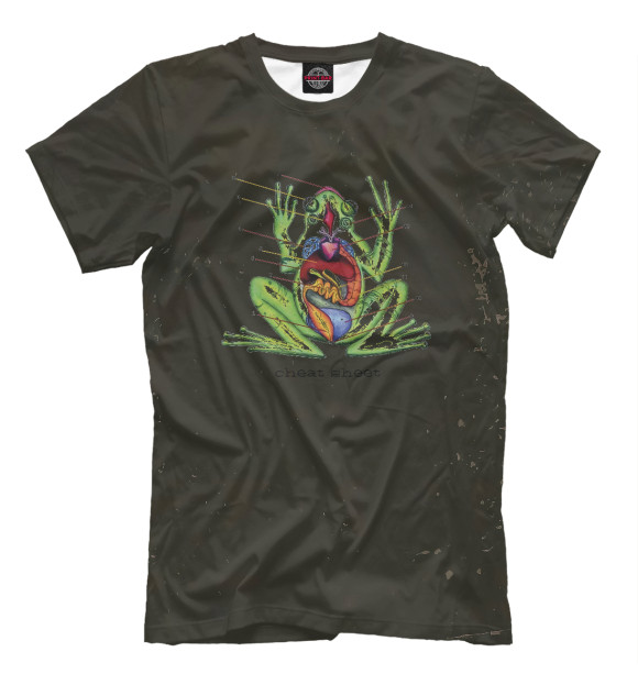 Мужская футболка с изображением Biology -  Frog Dissect цвета Белый