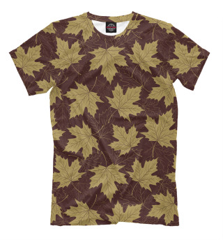 Мужская футболка Осенние листы (коричневый фон)