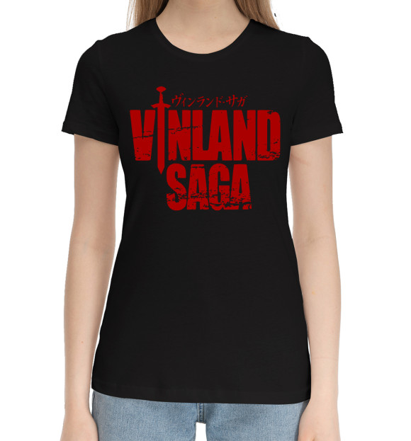 Женская хлопковая футболка с изображением Viland Saga цвета Черный