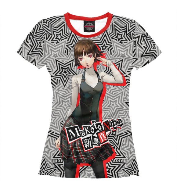 Футболка для девочек с изображением Persona 5 - Макото цвета Белый