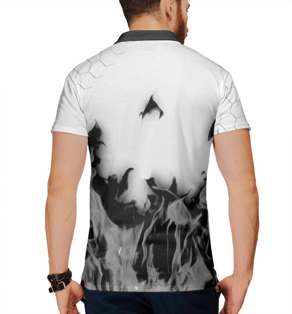 Мужское поло с изображением Король и Шут / Огненный цвета Белый