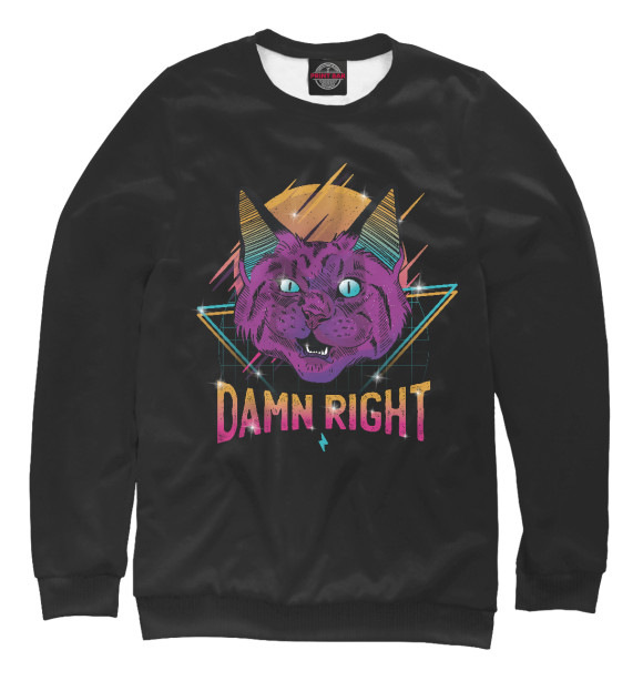 Свитшот для девочек с изображением Neon party cat цвета Белый