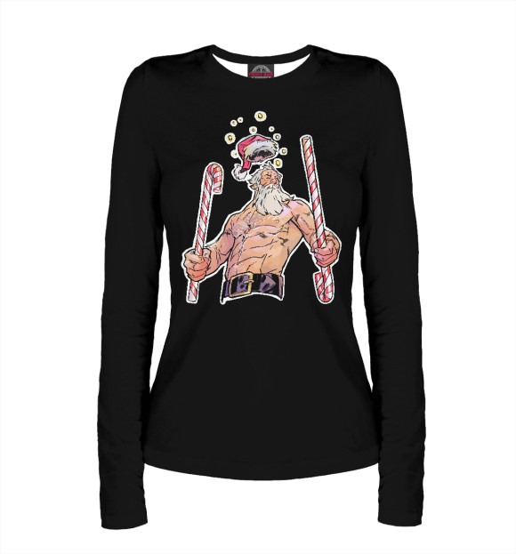 Женский лонгслив с изображением Cool Santa цвета Белый