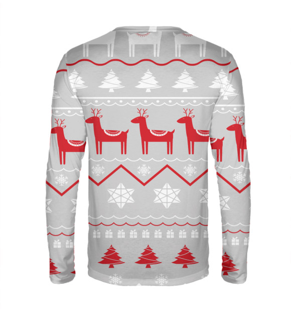 Мужской лонгслив с изображением Скандинавские Олени цвета Белый