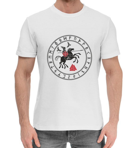 Мужская хлопковая футболка с изображением Богатырь цвета Белый