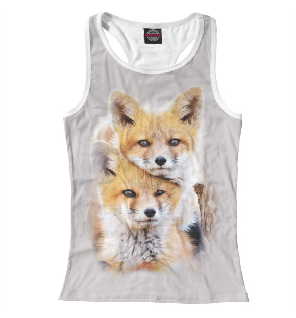 Женская майка-борцовка с изображением Лисята цвета Белый