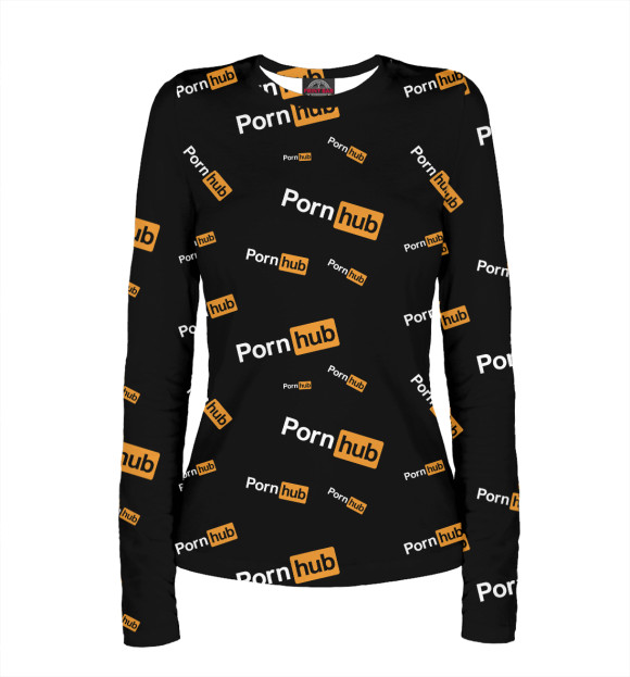 Женский лонгслив с изображением Pornhub паттерн цвета Белый