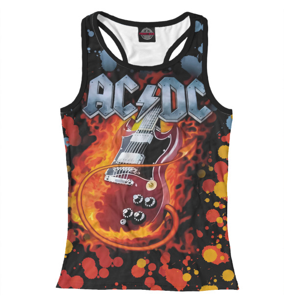 Женская майка-борцовка с изображением AC/DC цвета Белый