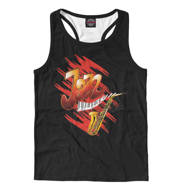 Мужская майка-борцовка с изображением Джаз граффити цвета Белый