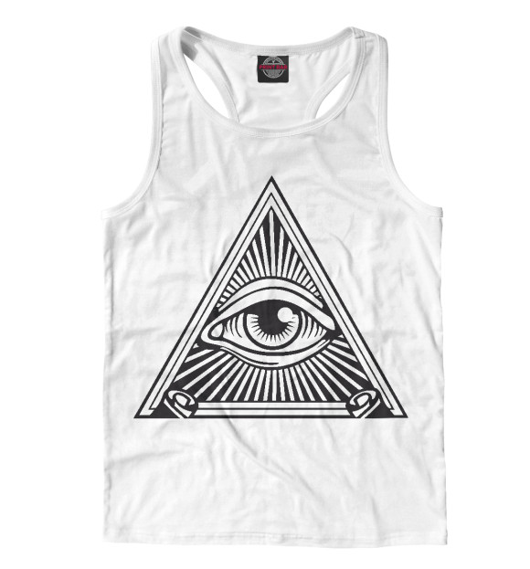 Мужская майка-борцовка с изображением Всевидящее око цвета Белый