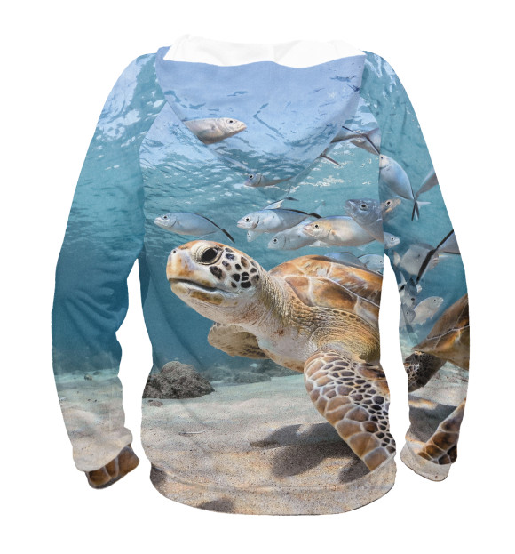 Женское худи с изображением Морская черепаха цвета Белый