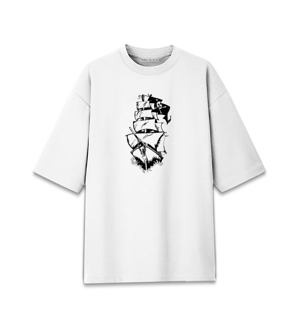 Женская футболка оверсайз с изображением Морской пират цвета Белый