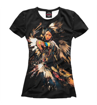 Женская футболка Танец коренной североамериканки