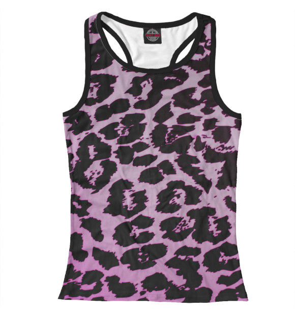 Женская майка-борцовка с изображением Розовый леопард цвета Белый