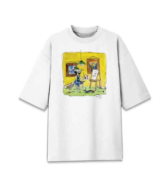 Мужская футболка оверсайз с изображением Художник цвета Белый