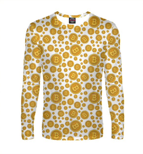 Мужской лонгслив с изображением Биткоины цвета Белый