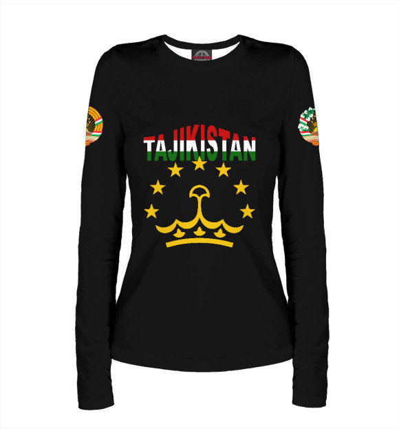 Женский лонгслив с изображением Tajikistan цвета Белый