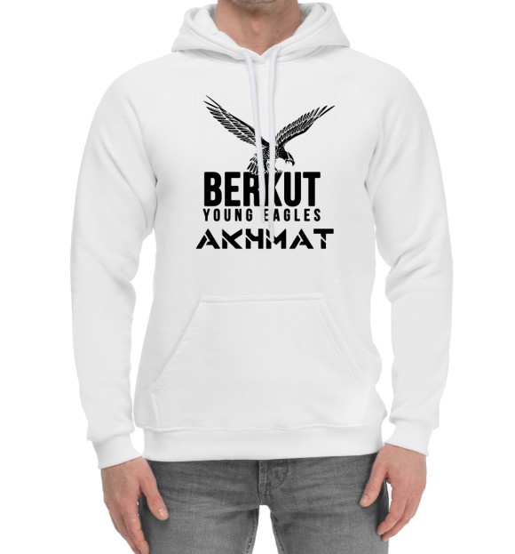 Мужской хлопковый худи с изображением Berkut цвета Белый