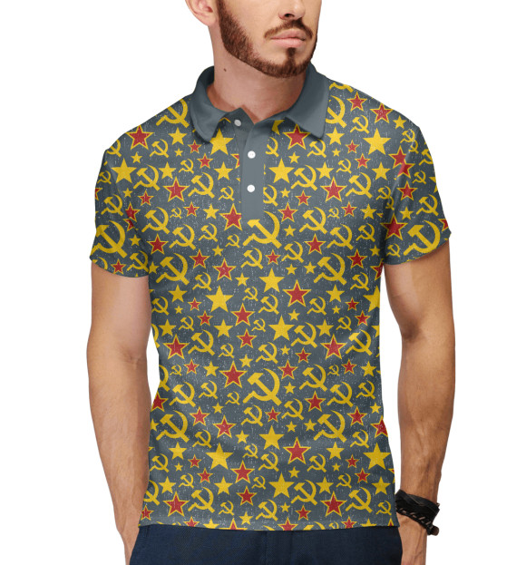 Мужское поло с изображением Советская Армия цвета Белый