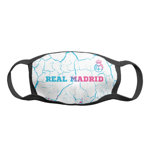 Маска тканевая с изображением Real Madrid Neon Gradient (трещины) цвета Белый