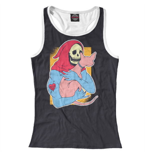 Женская майка-борцовка с изображением Скелетор с котом цвета Белый