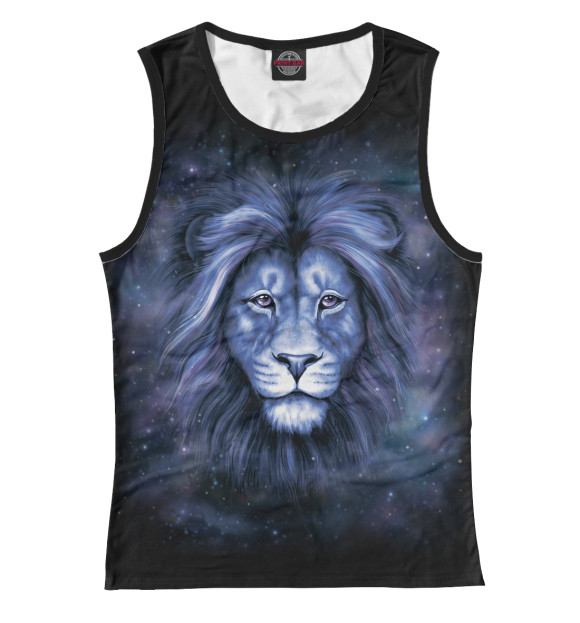 Майка для девочки с притом Космический лев цвета Белый Майка для девочки с изображением Космический лев цвета Белый