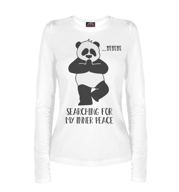 Женский лонгслив с изображением Йога панда цвета Белый